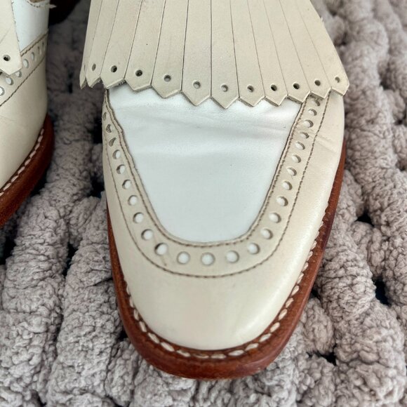 Kenneth Cole Kiltie Monk Strap Leather Loafers Vintage Cream Leather Size 8 - Picture 4 of 16